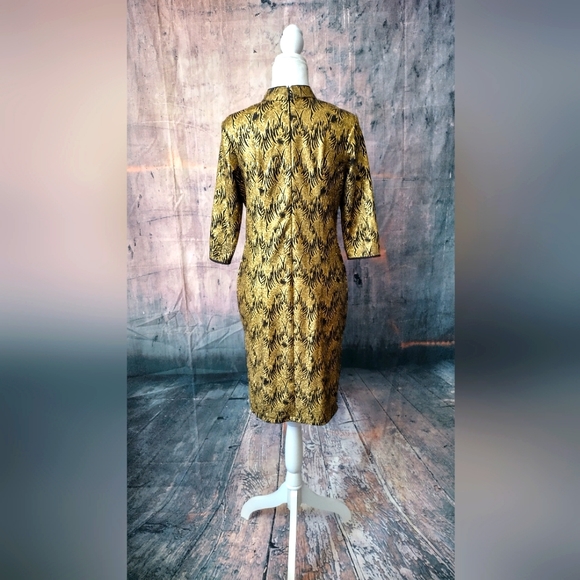 Vintage Metallic Mandarin Style Dress - Picture 7 of 9